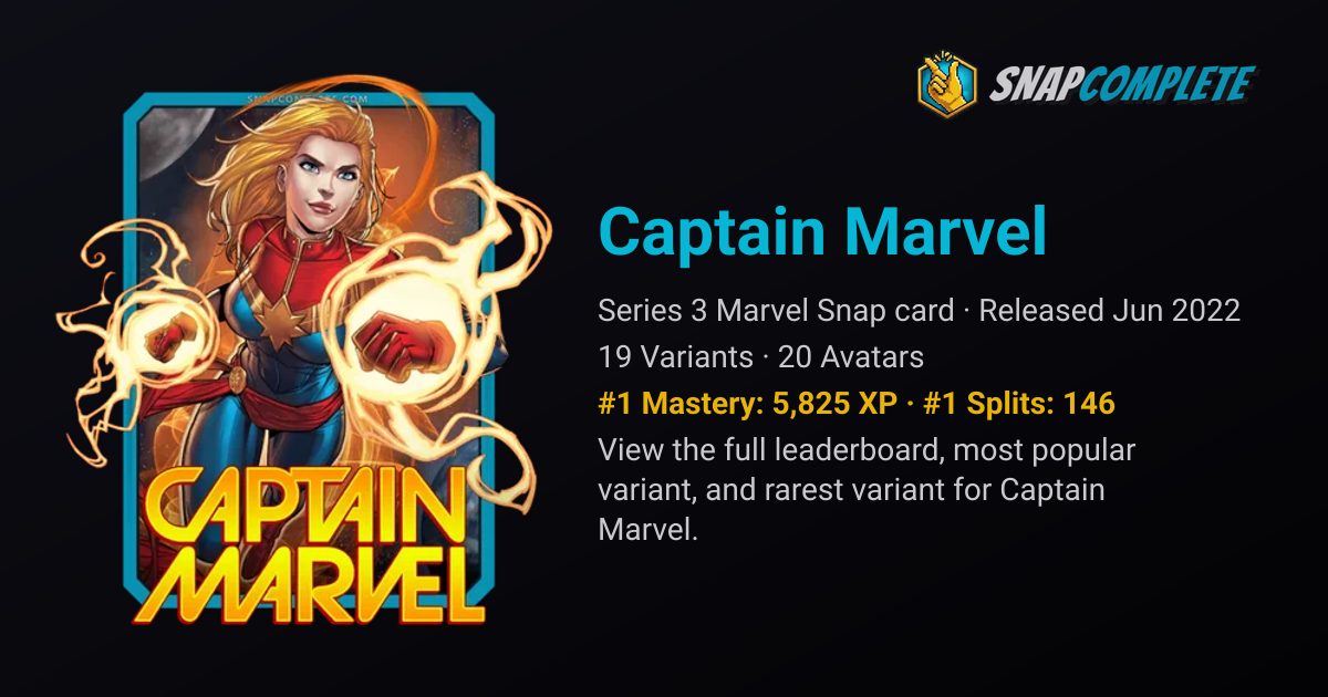 Captain Marvel: Marvel Snap Card Stats & Variants