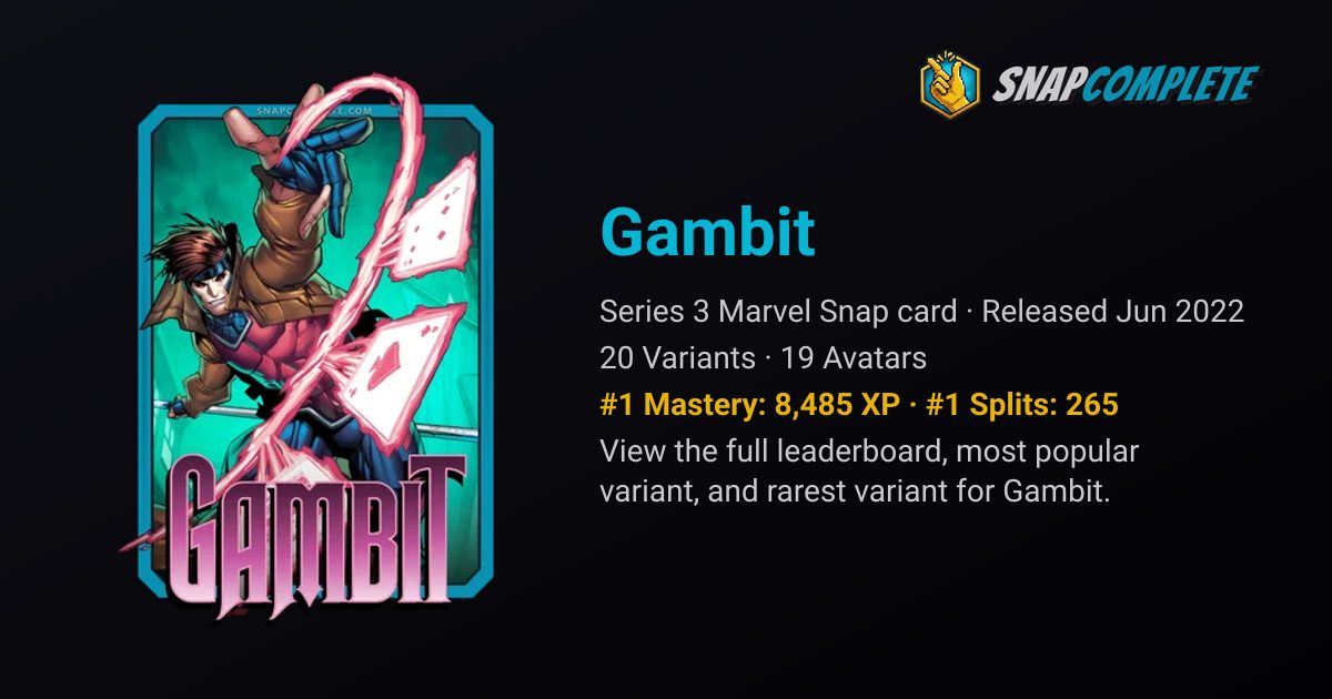 Gambit: Marvel Snap Card Stats & Variants