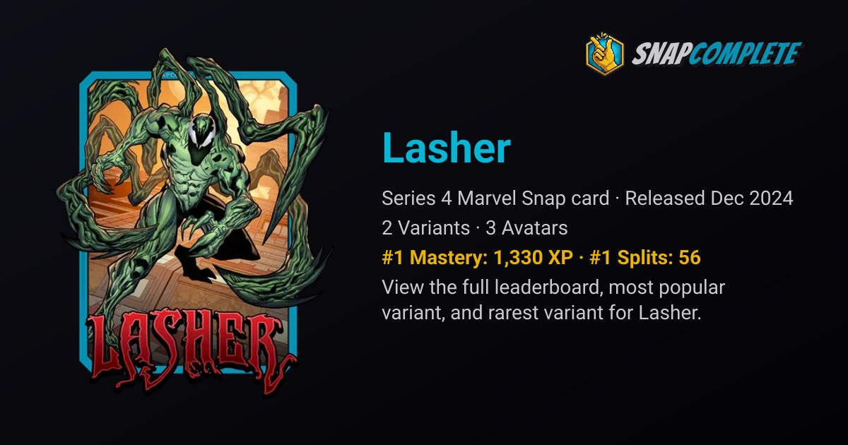 Lasher: Marvel Snap Card Stats & Variants