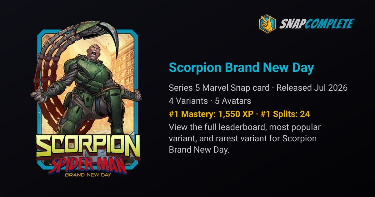 Best Scorpion Brand New Day Decks: Marvel Snap Win Rates